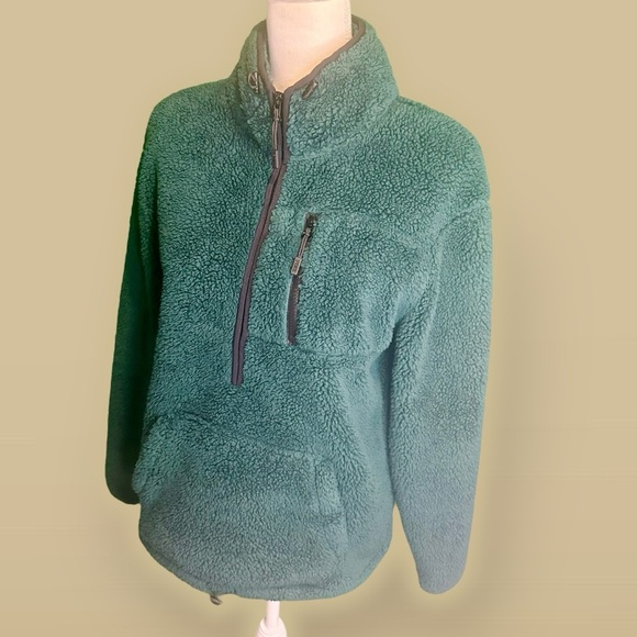 NWOT PINK Victoria’s Secret Sherpa Fleece Half Zip Pullover Jacket in Green XS - Picture 7 of 14